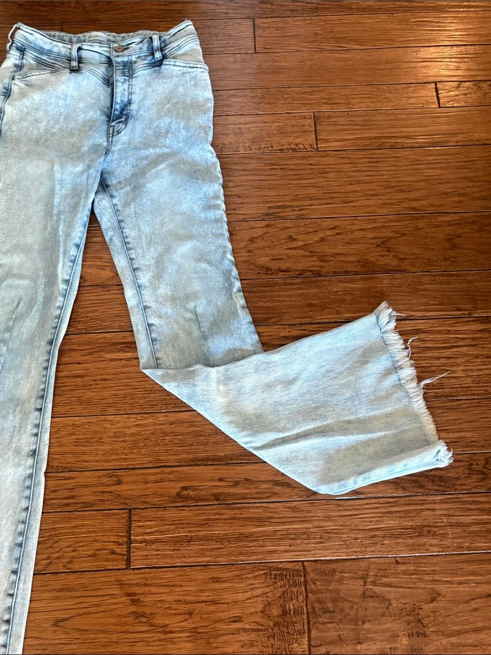 KanCan Light Blue Flare Jeans with Frayed Hem - Picture 5 of 8